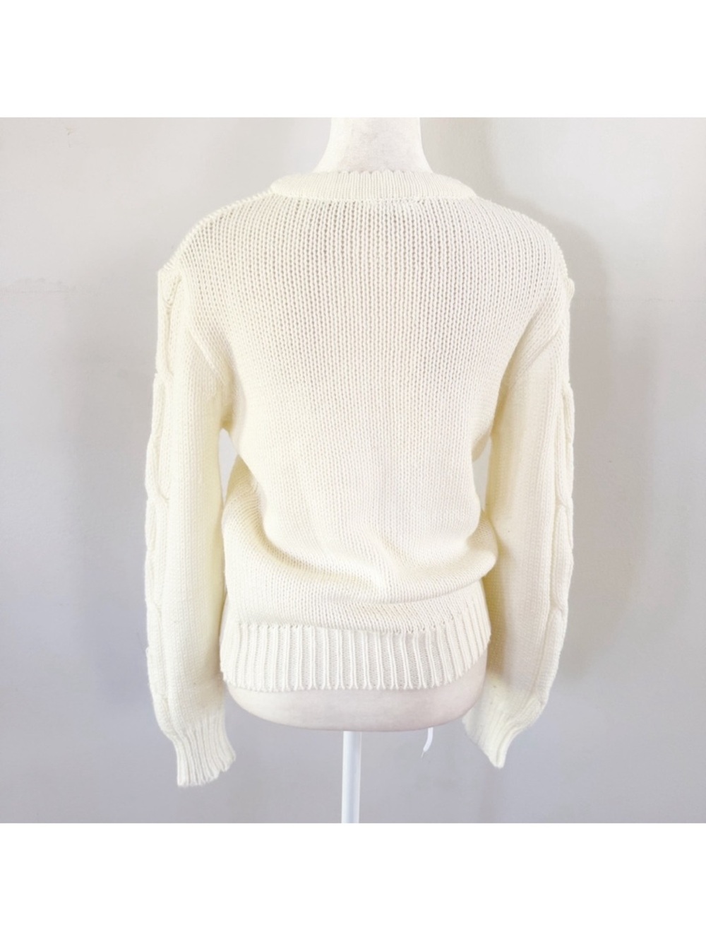 Vintage Women Bobble Floral Cable Knit Sweater Large Cottagecore Prairie Granny - Picture 4 of 6